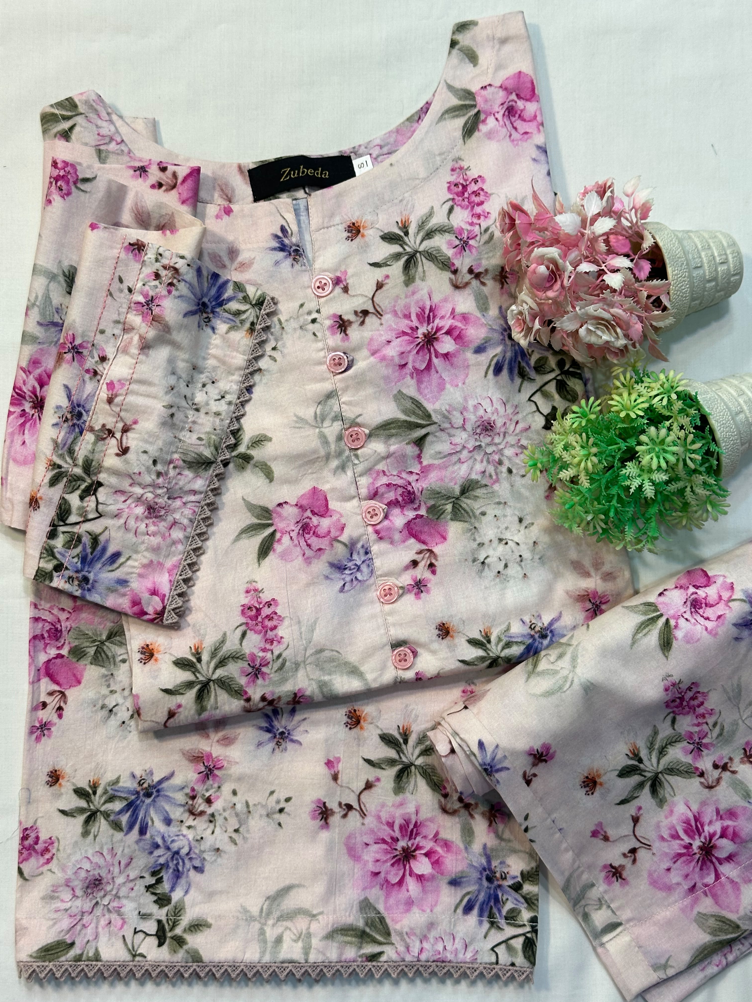 Lawn printed floral dress