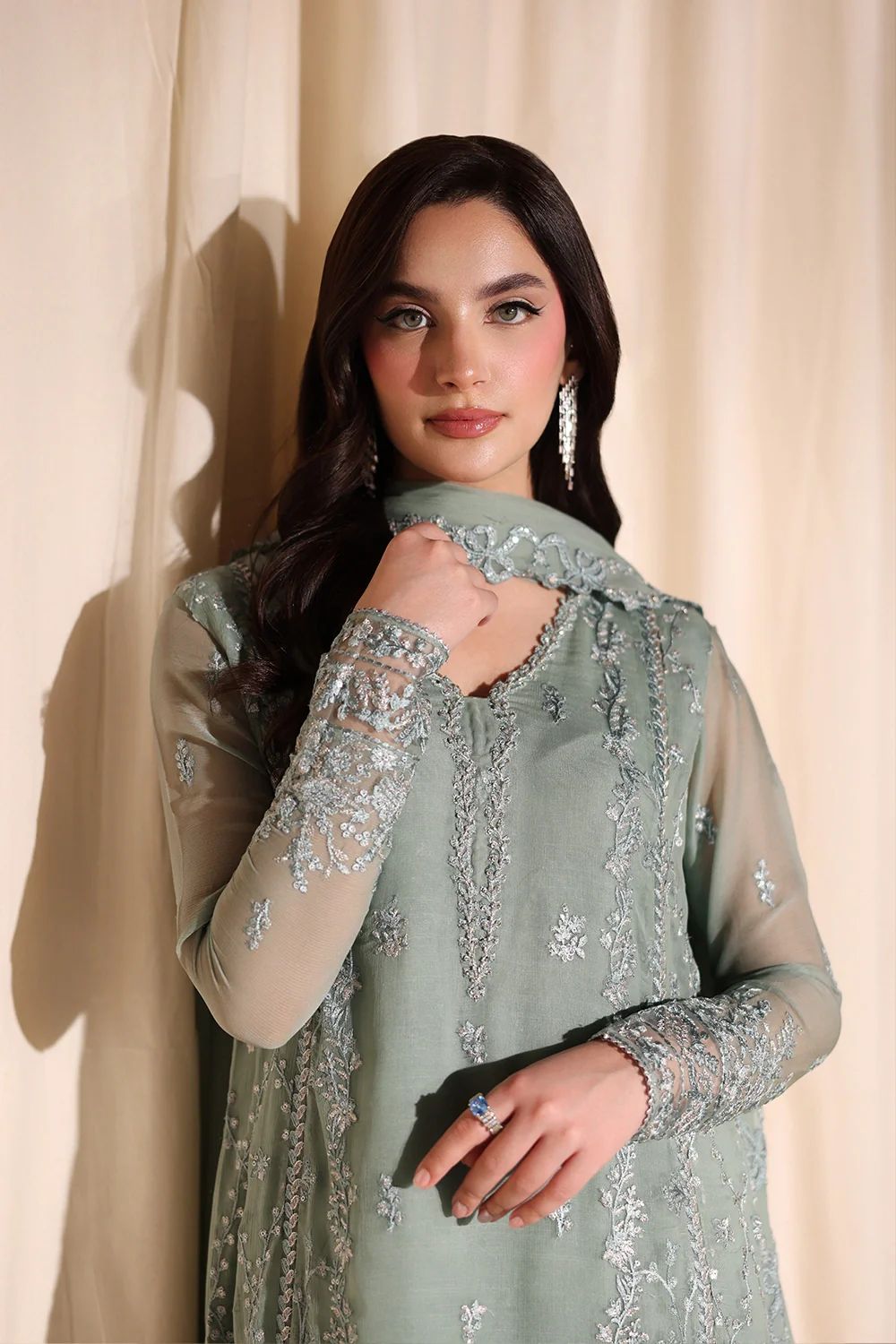 Azure luxury chiffon dress