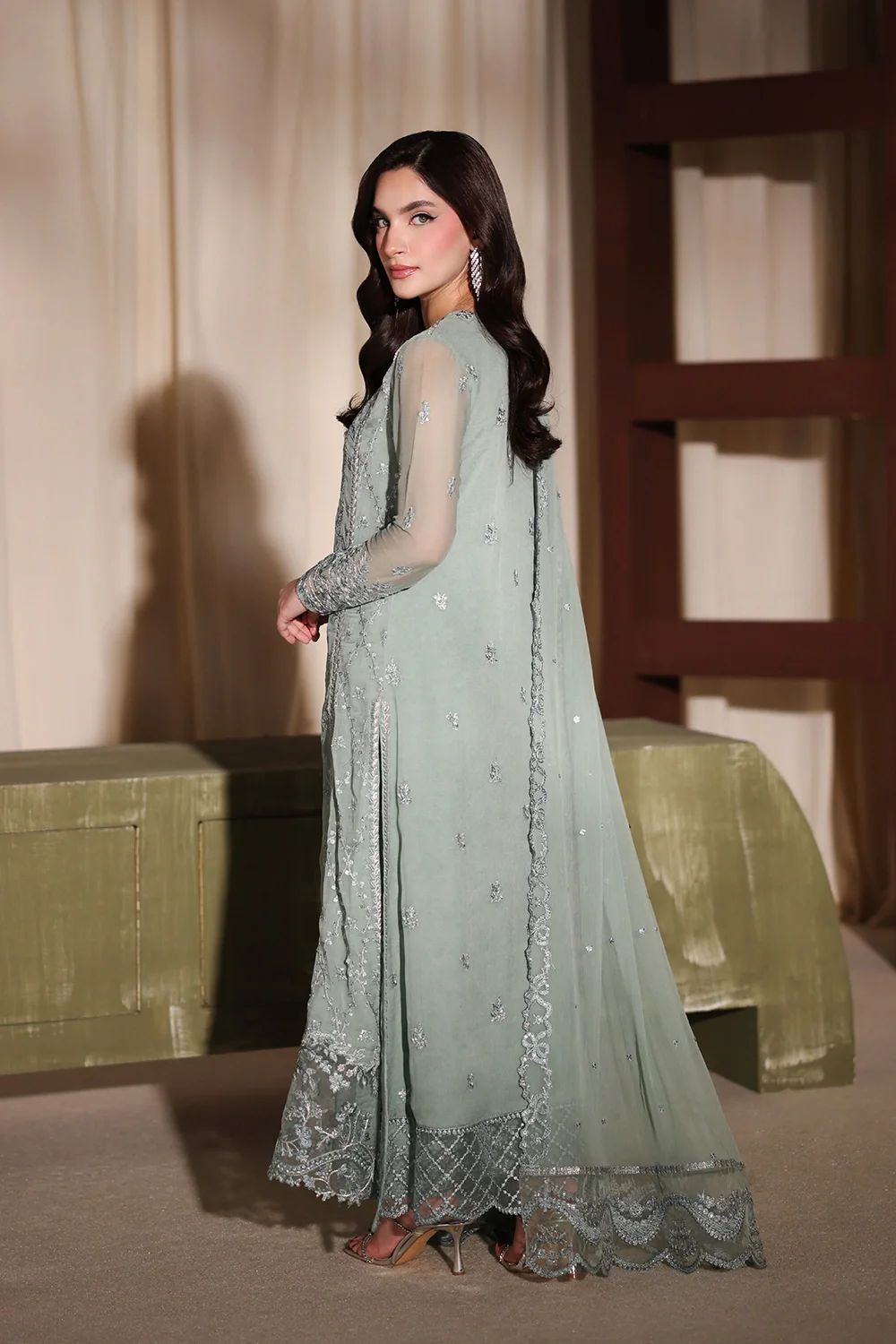 Azure luxury chiffon dress