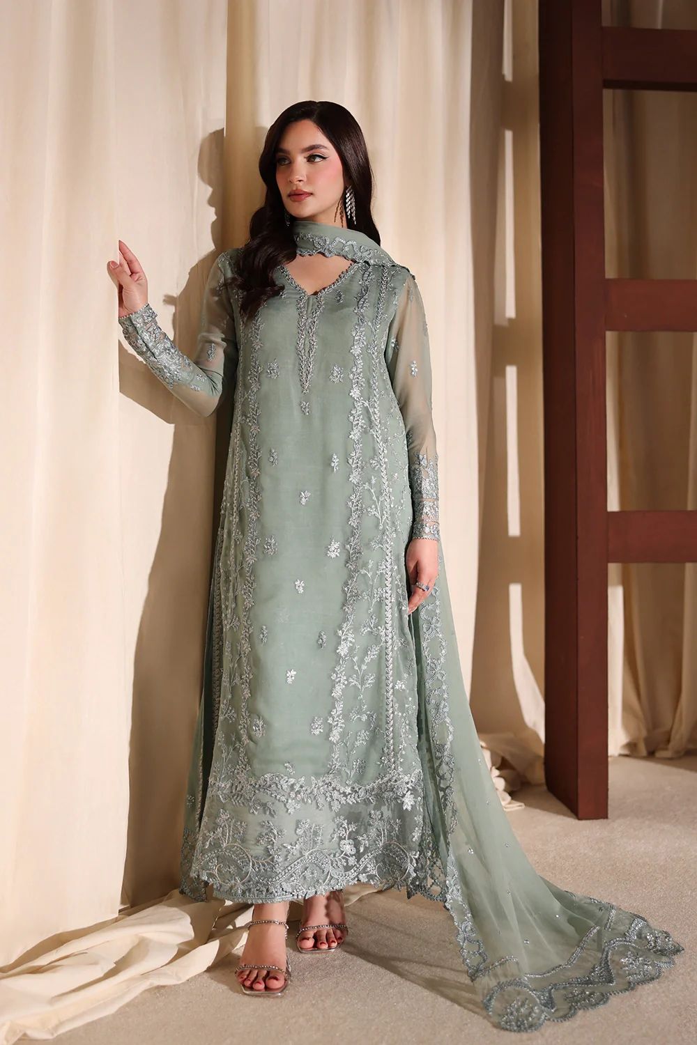 Azure luxury chiffon dress
